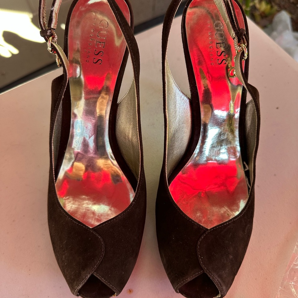 Guess by Marciano Brown High Heels Peep Toe